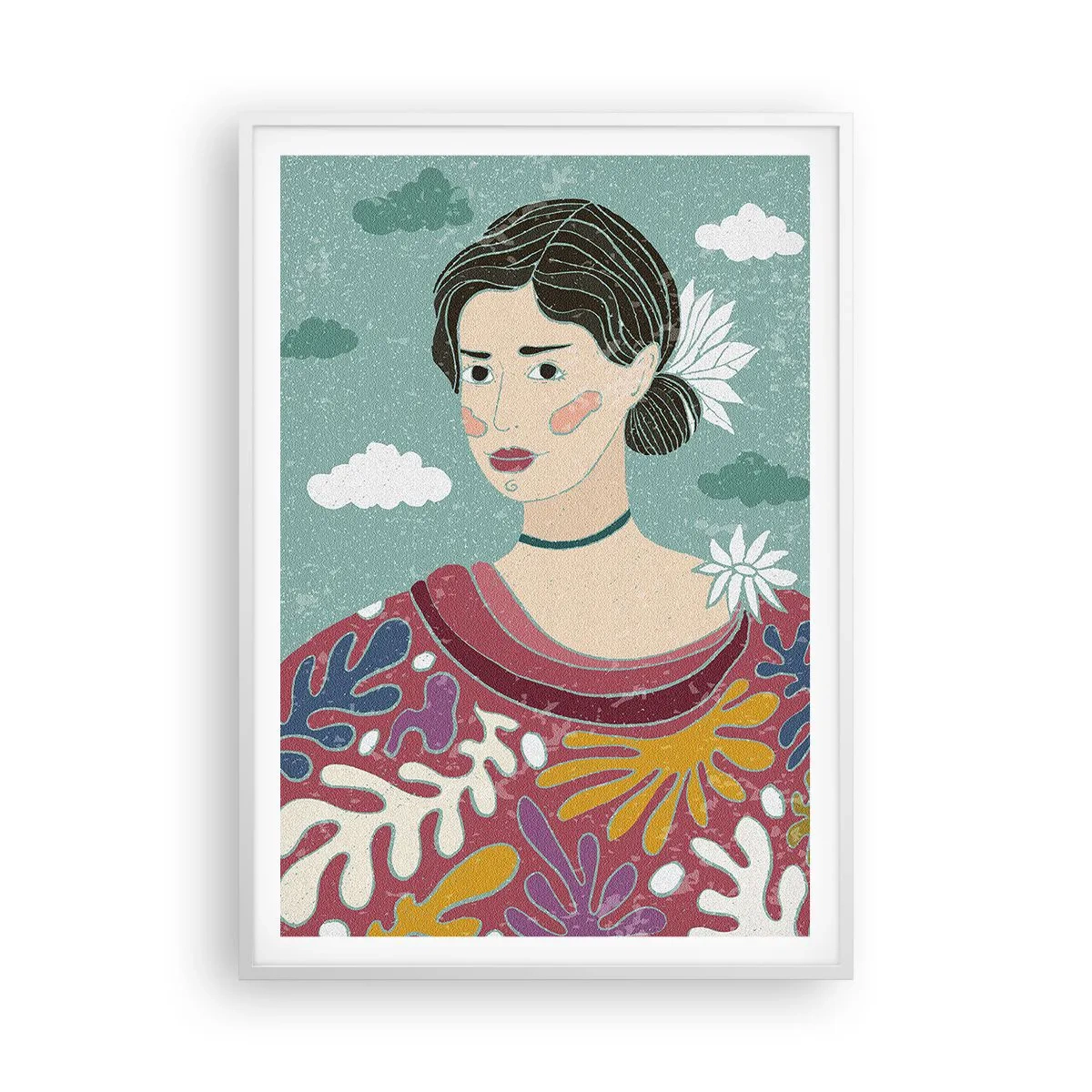 Póster en marco blanco - Con melancolía en la mirada - 70x100 cm