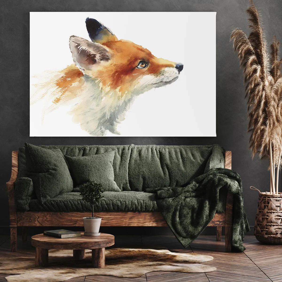 Cuadro sobre lienzo - Impresión de Imagen - Zorro rojo en estilo acuarela sobre fondo blanco. - 100x70cm - Nunca se es demasiado cuidadoso - Decoración de pared moderna para salón y dormitorio ARTTOR