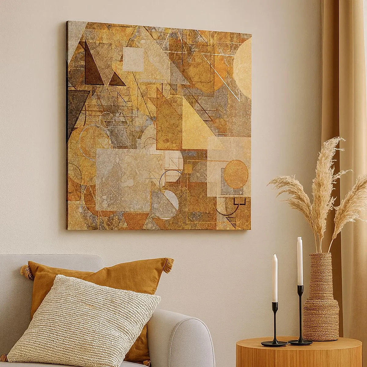 Cuadro sobre lienzo - Impresión de Imagen - Estudio cubista en bronce - 30x30 cm