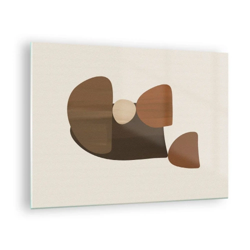 Cuadro sobre vidrio - Impresiones sobre Vidrio - Composición abstracta en tonos marrones y beige. - 70x50cm - Composición en bronce - Decoración de pared moderna para salón y dormitorio ARTTOR