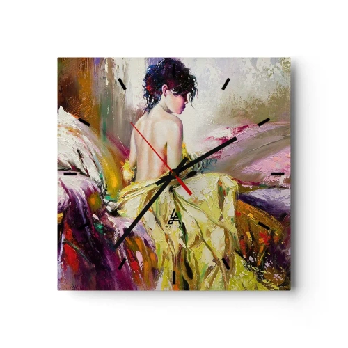 Reloj de pared - Reloj de vidrio - La hermosura y frescura de la flor - 40x40 cm