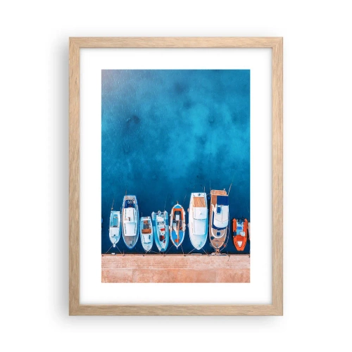 Póster en marco roble claro - En fila y a la espera - 30x40 cm