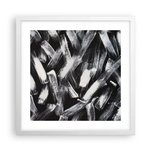 Póster en marco blanco - Abstracción en el espíritu industrial - 40x40 cm