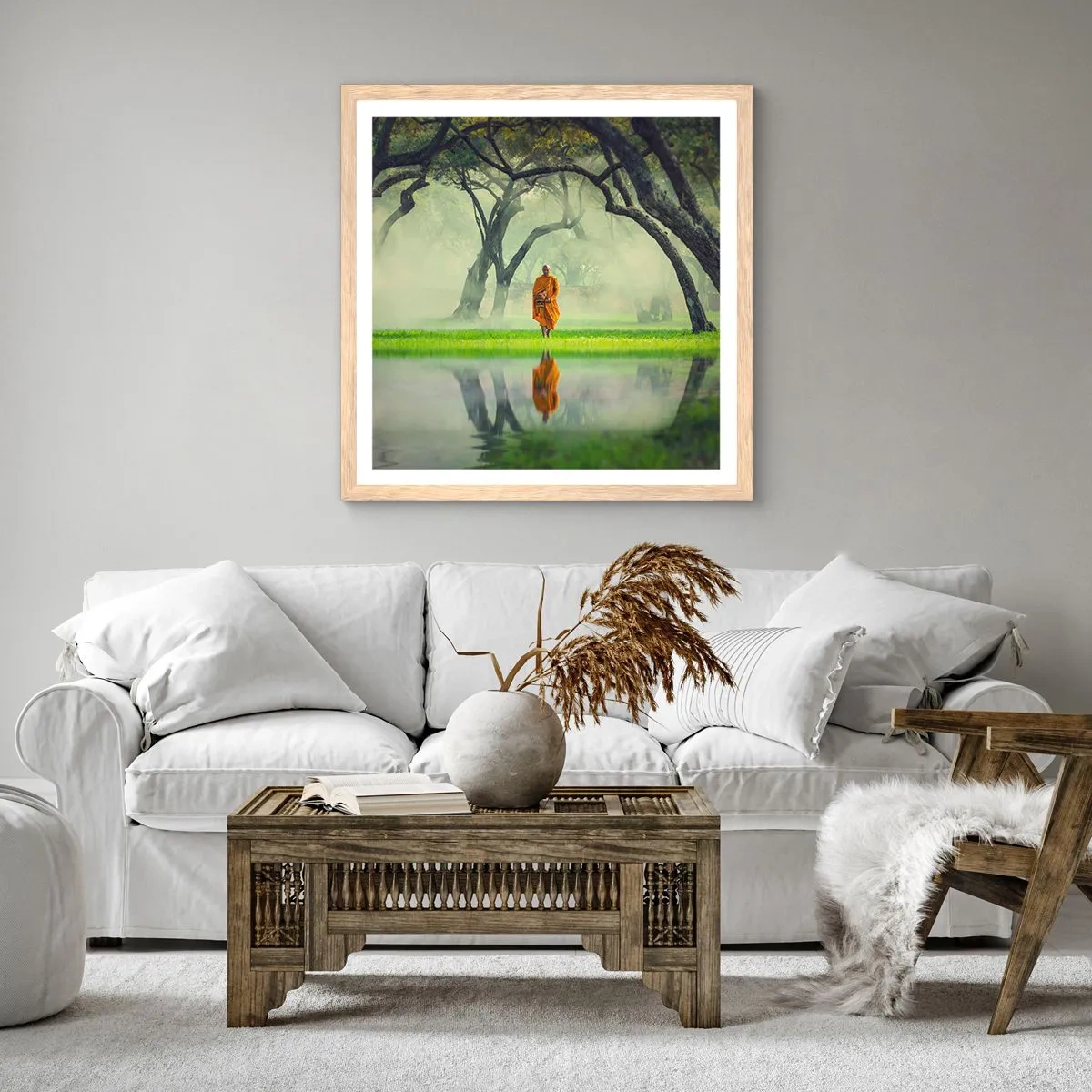 Póster en marco roble claro - En el camino de la iluminación - 60x60 cm