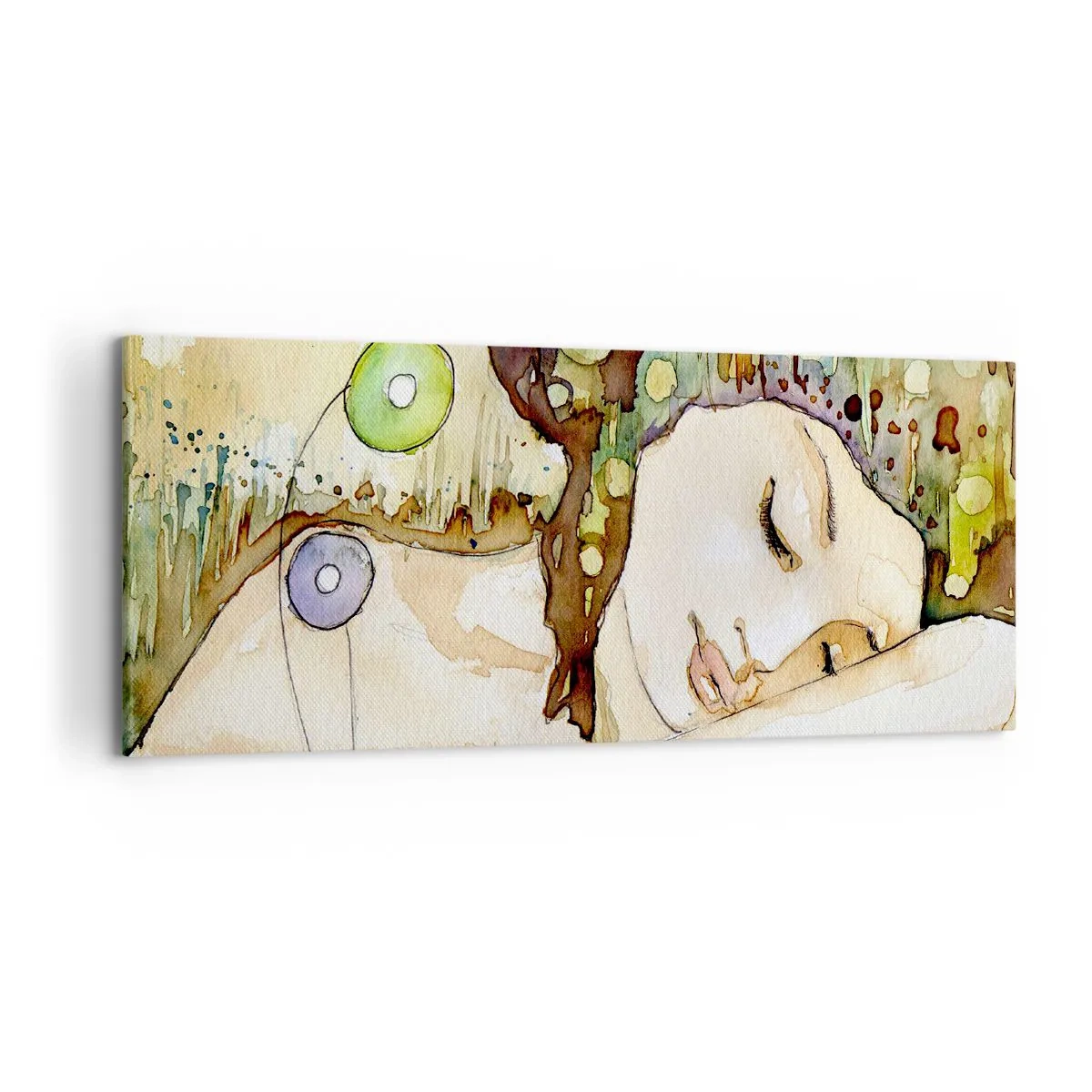 Cuadro sobre lienzo - Impresión de Imagen - Sueño esmeralda y violeta - 100x40 cm