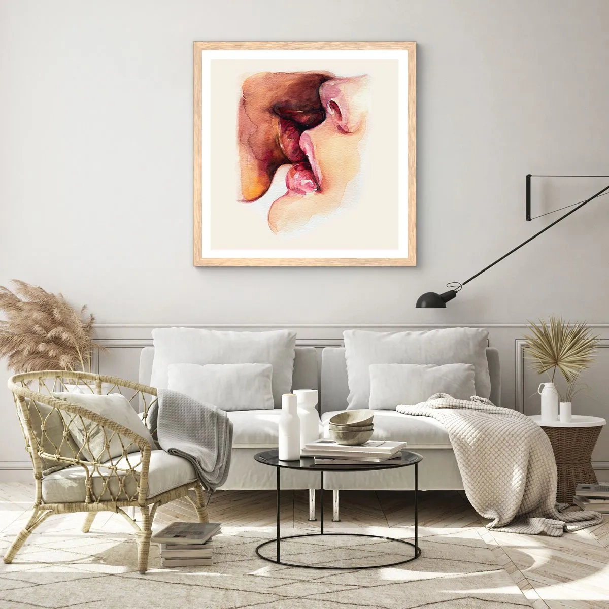 Póster en marco roble claro - Como la noche y el día, la tierra y el cielo - 30x30 cm