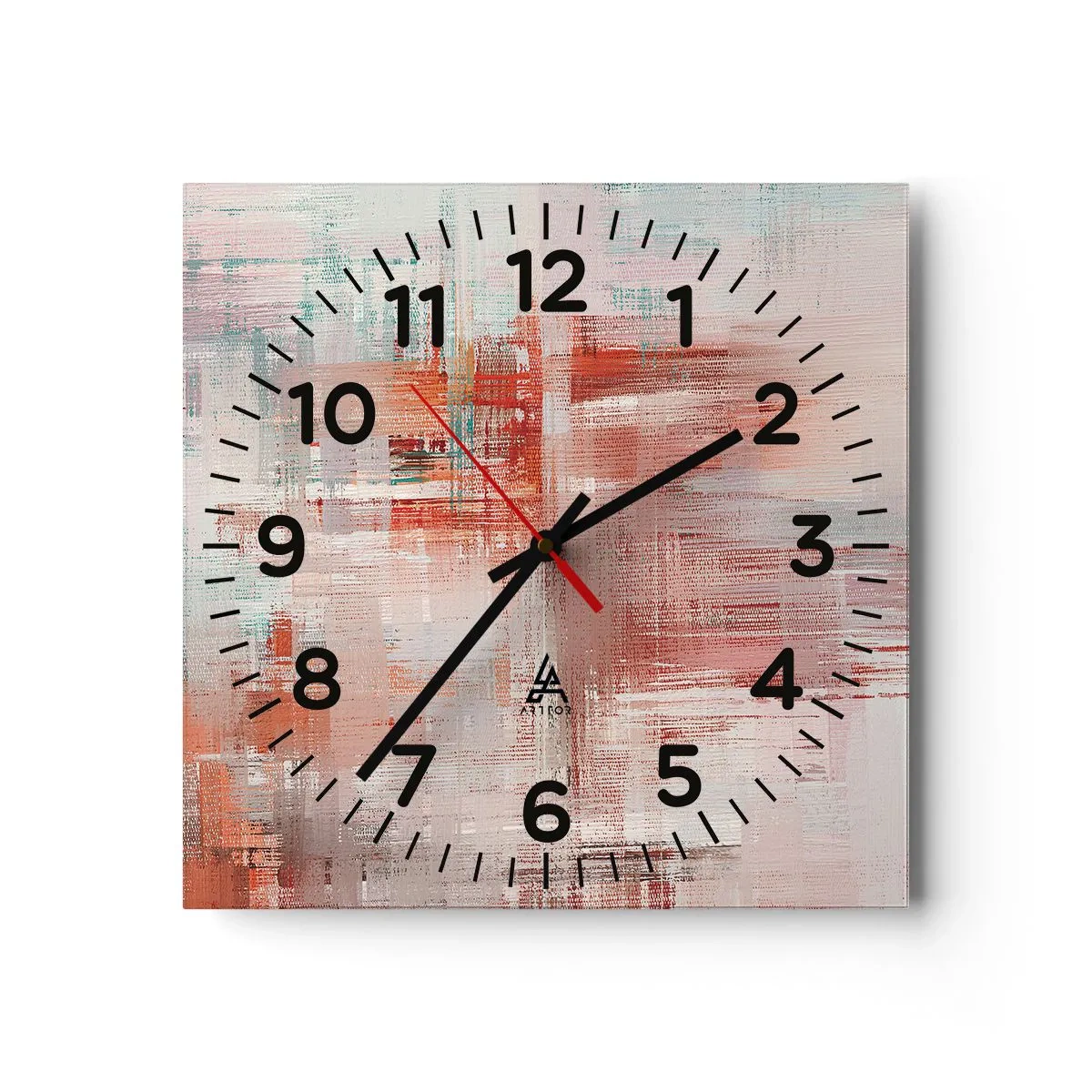 Reloj de pared - Reloj de vidrio - Niebla rosa - 30x30 cm