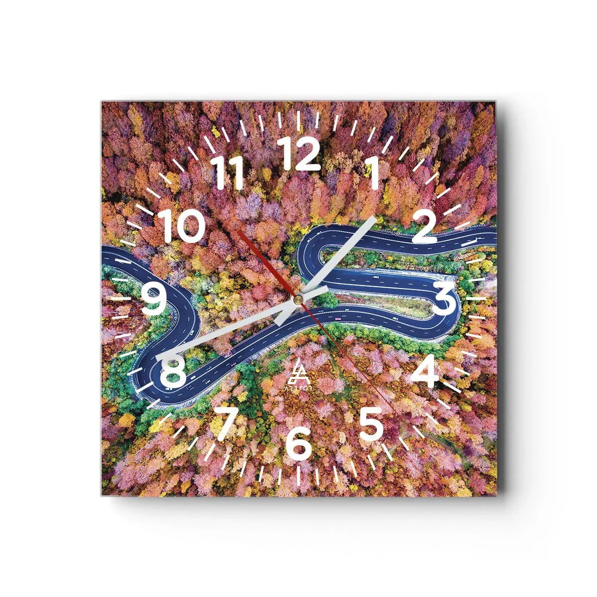 Reloj de pared - Reloj de vidrio - Un camino sinuoso a través del bosque - 30x30 cm