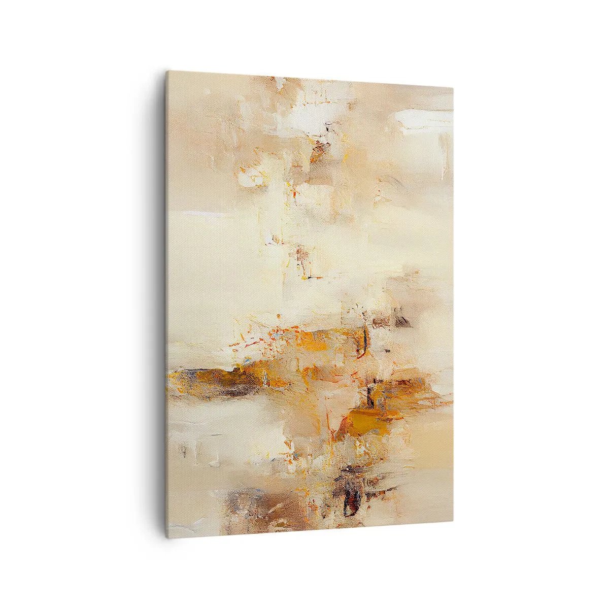 Cuadro sobre lienzo - Impresión de Imagen - Una composición abstracta en tonos cálidos de amarillo y marrón. - 70x100cm - El alma del ámbar - Decoración de pared moderna para salón y dormitorio ARTTOR