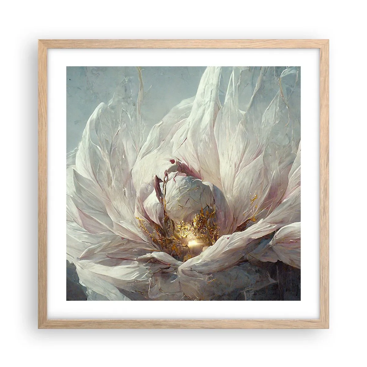 Póster en marco roble claro - Florece una vez cada cien años - 50x50 cm