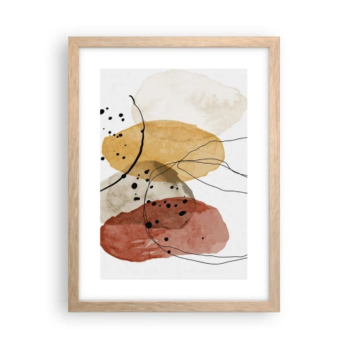 Póster en marco roble claro - Líneas y transparencias - 30x40 cm