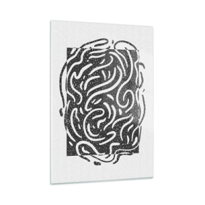 Cuadro sobre vidrio - Impresiones sobre Vidrio - Líneas y puntos abstractos dinámicos que crean una forma enérgica. - 50x70cm - Abstracción: una danza de alegría - Decoración de pared moderna para salón y dormitorio ARTTOR