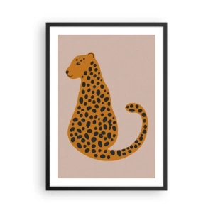 Póster en marco negro - Guepardo minimalista sobre fondo beige - 50x70cm - El estampado de leopardo está de moda - Decoración de pared moderna para salón y dormitorio ARTTOR