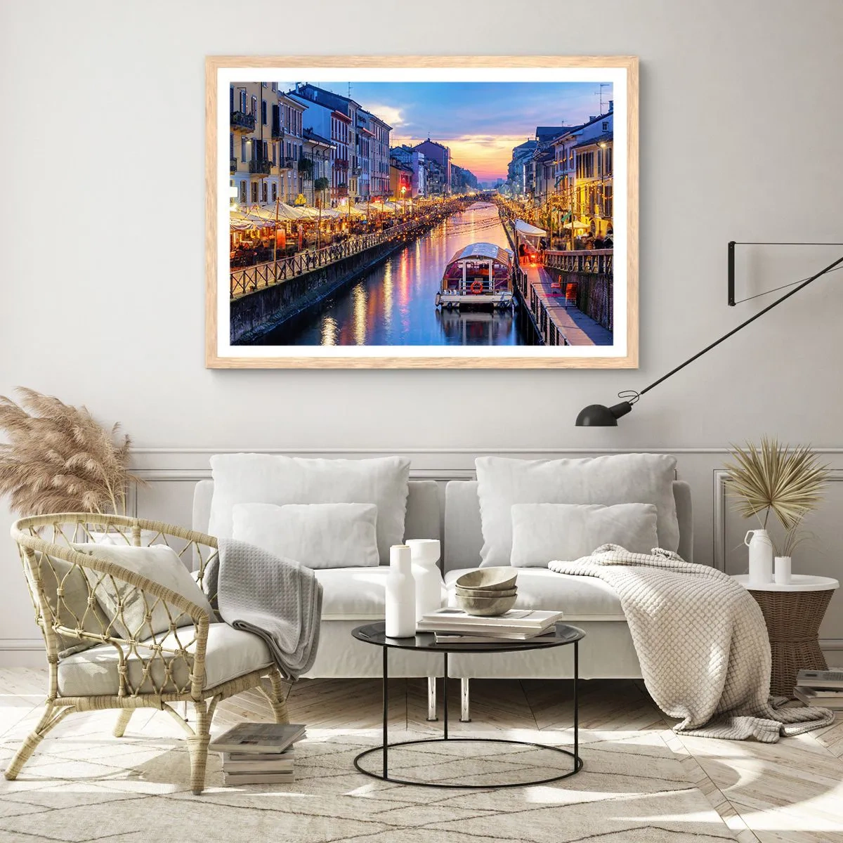 Póster en marco roble claro - Una noche de luz y diversión - 50x40 cm