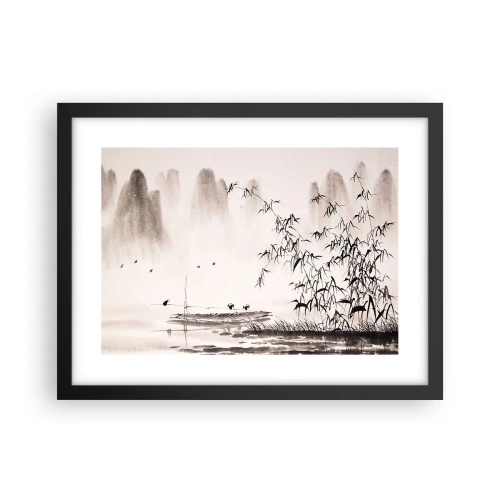 Póster en marco negro - El silencio de los arrozales - 40x30 cm