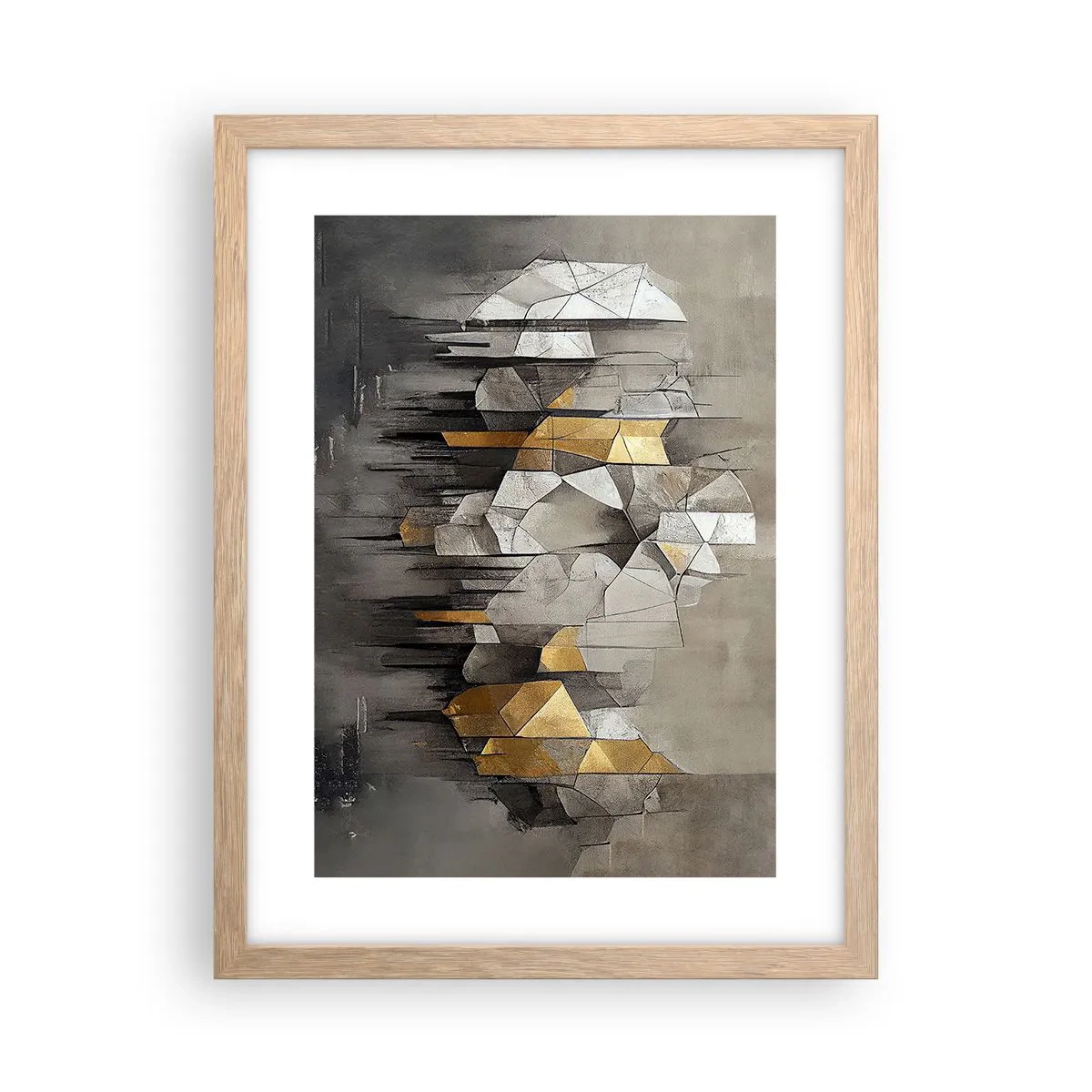 Póster en marco roble claro - Composición hecha de hielo y luz - 30x40 cm