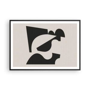 Póster en marco negro - Composición geométrica abstracta en blanco y negro - 100x70cm - Para automontaje - Decoración de pared moderna para salón y dormitorio ARTTOR