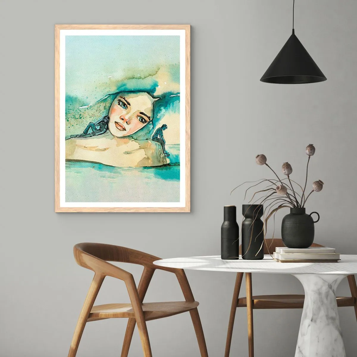 Póster en marco roble claro - ¿Soy azul? - 30x40 cm