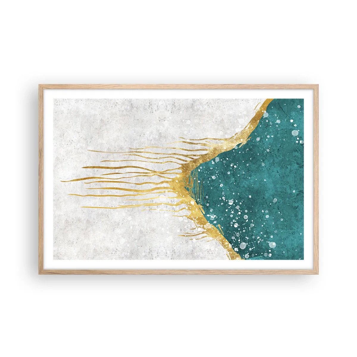 Póster en marco roble claro - Marea dorada - 91x61 cm
