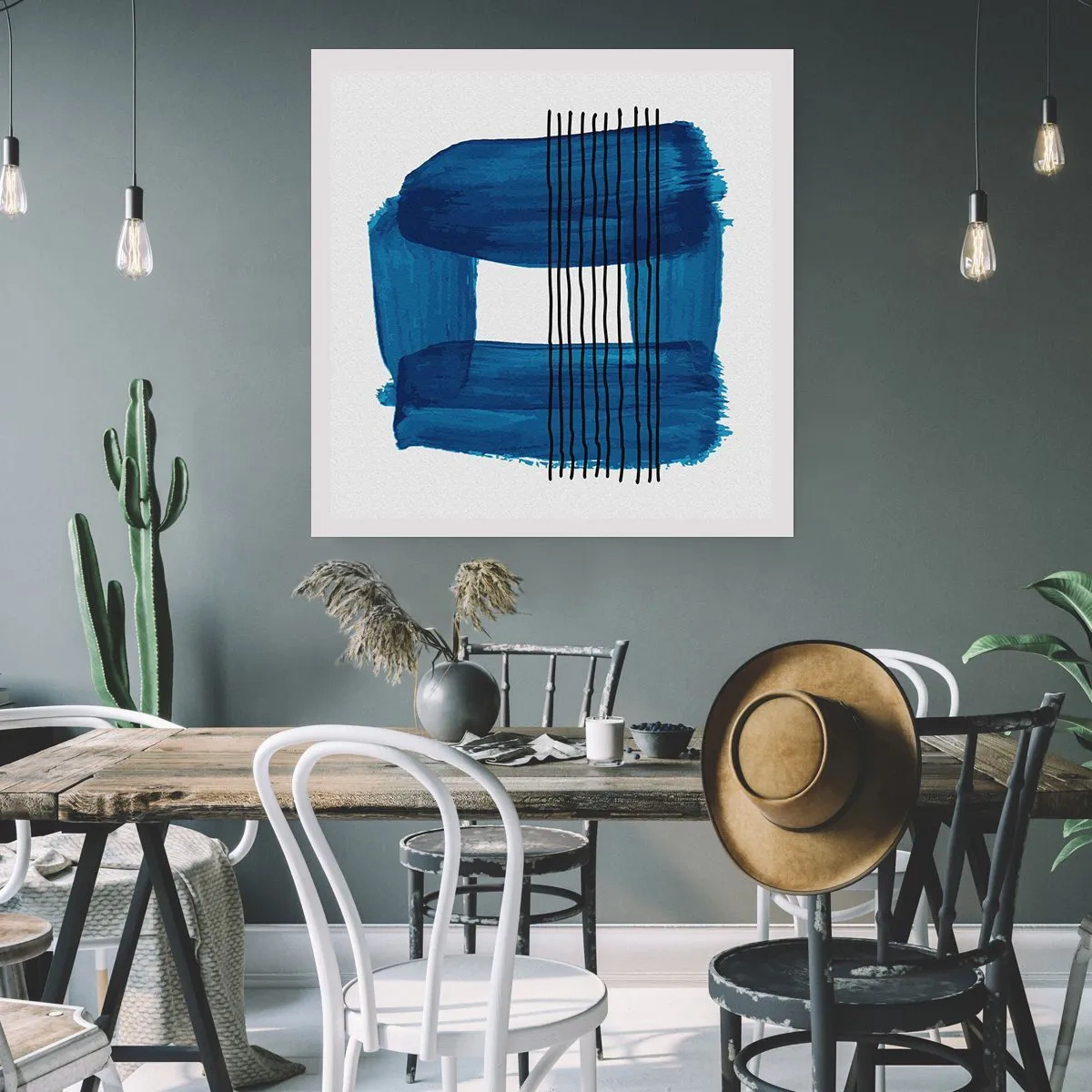 Póster - Composición azul y negra - 60x60 cm