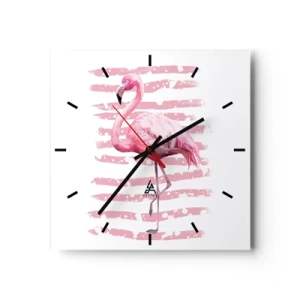 Reloj de pared - Reloj de vidrio - Flamenco veraniego - 40x40 cm