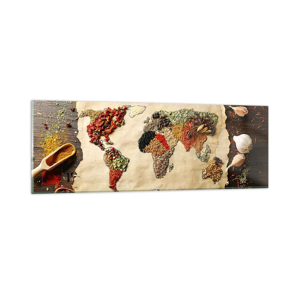 Cuadro sobre vidrio - Impresiones sobre Vidrio - Todos los sabores del mundo - 90x30 cm