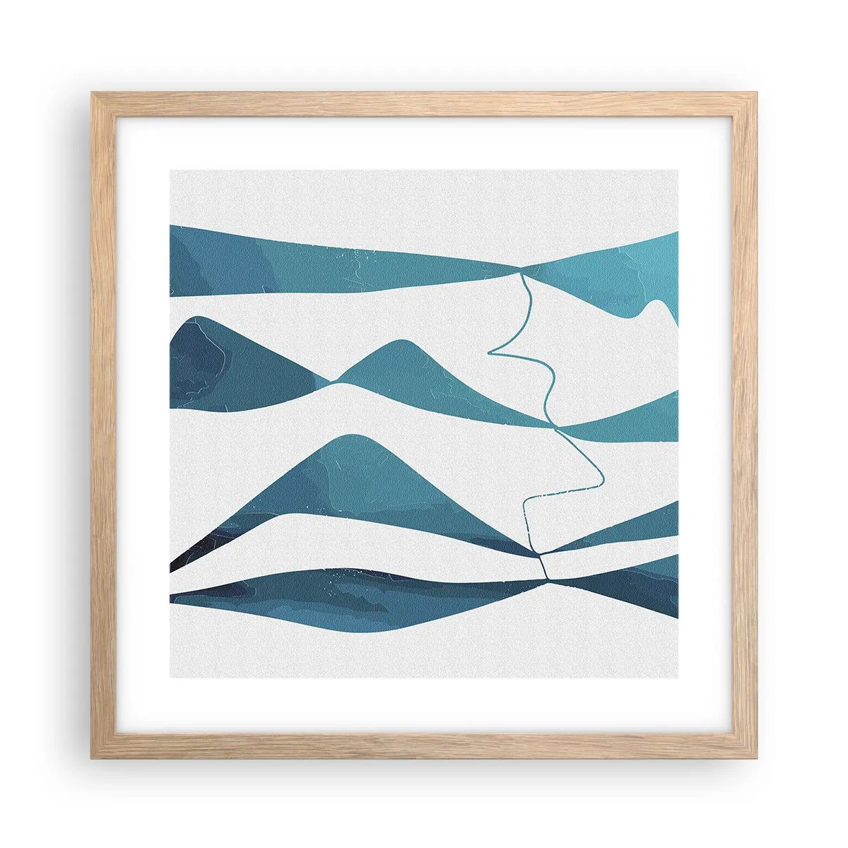 Póster en marco roble claro - Abstracción: un compuesto turquesa - 40x40 cm