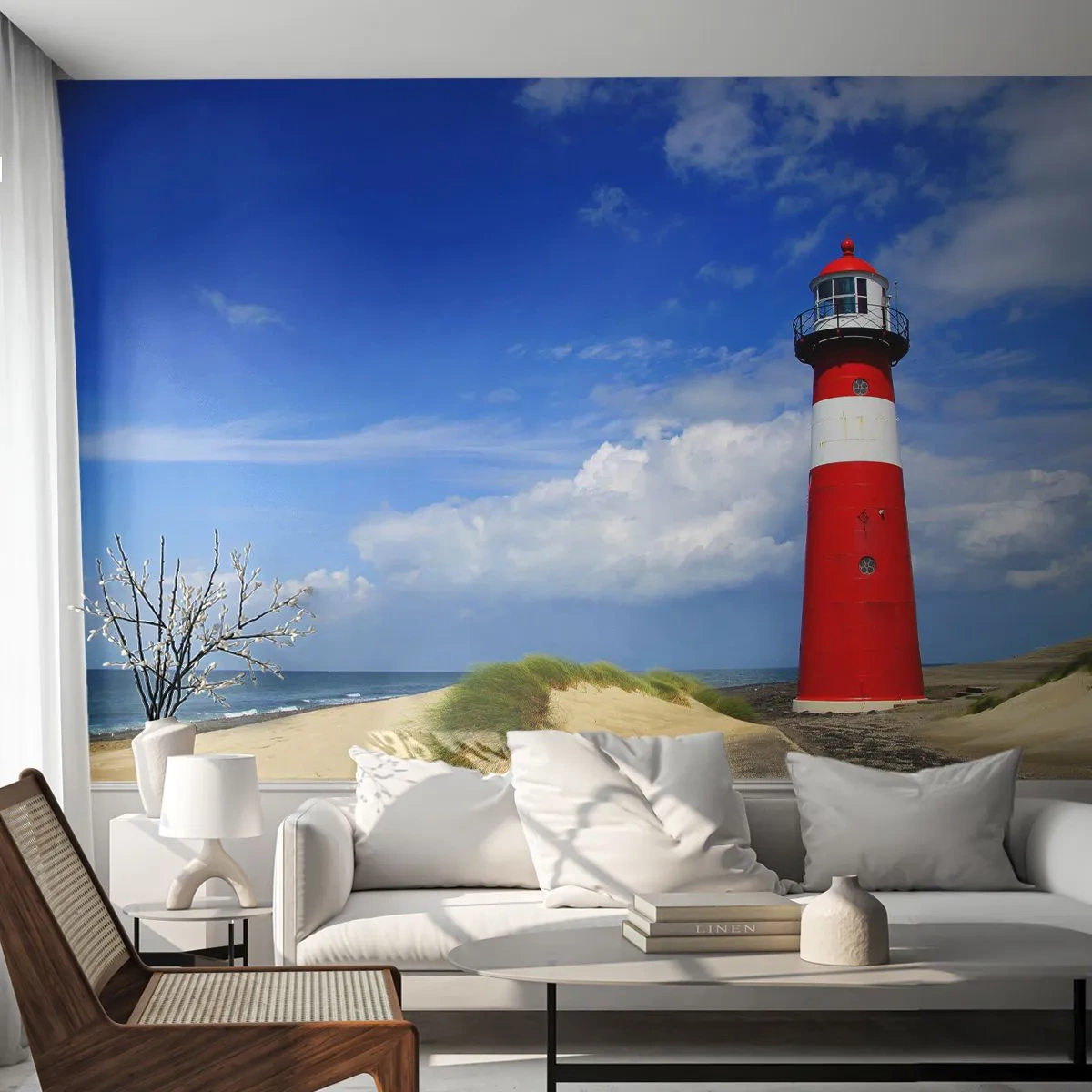 Fotomural Premium Sand - Una soledad de ensueño - Paisaje, Faro, Países Bajos - 100x70 cm