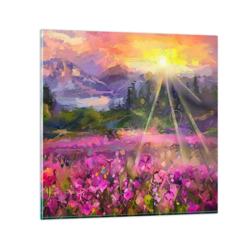 Cuadro sobre vidrio - Impresiones sobre Vidrio - En un valle bajo la protección del sol - 30x30 cm