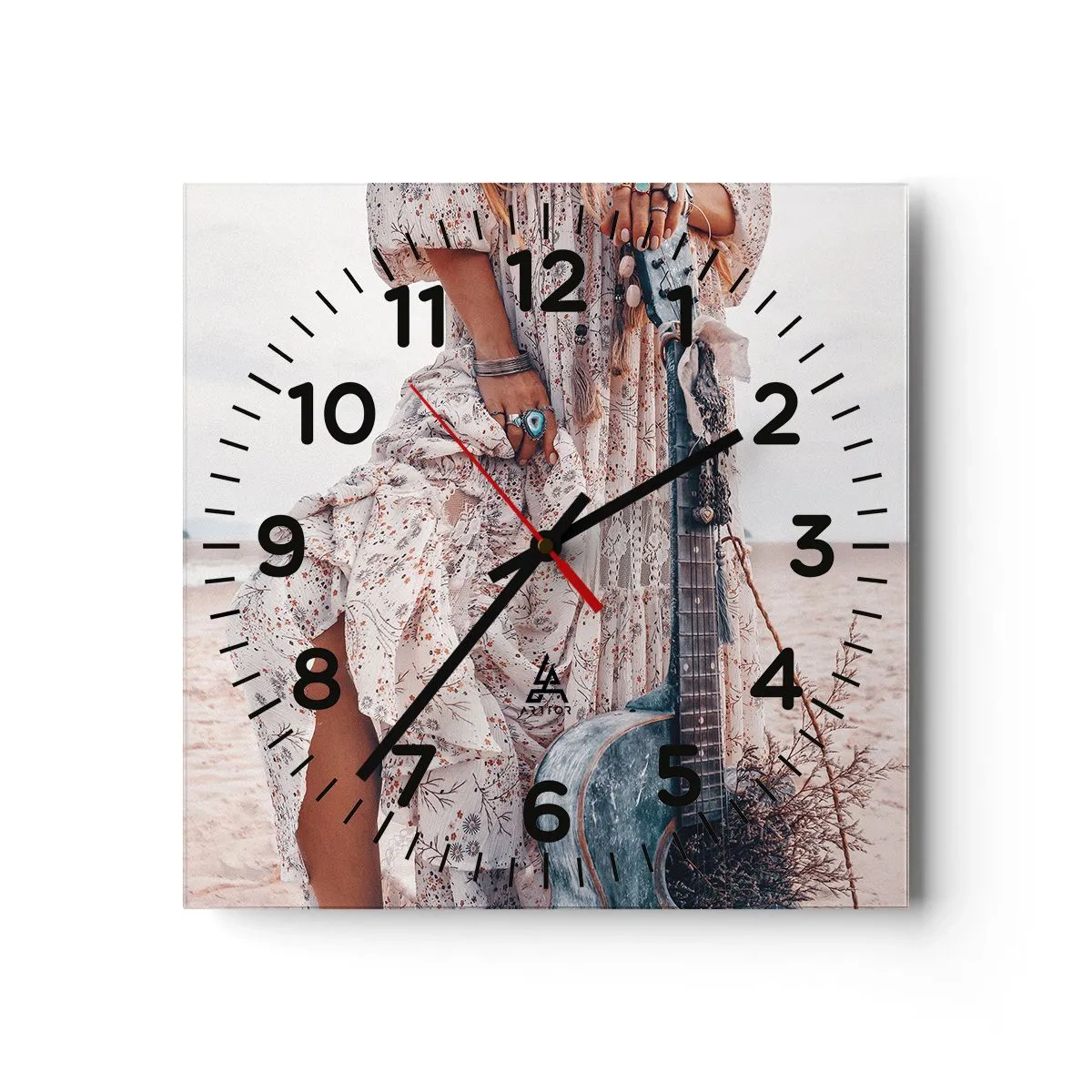 Reloj de pared - Reloj de vidrio - Una flor en el camino - 40x40 cm