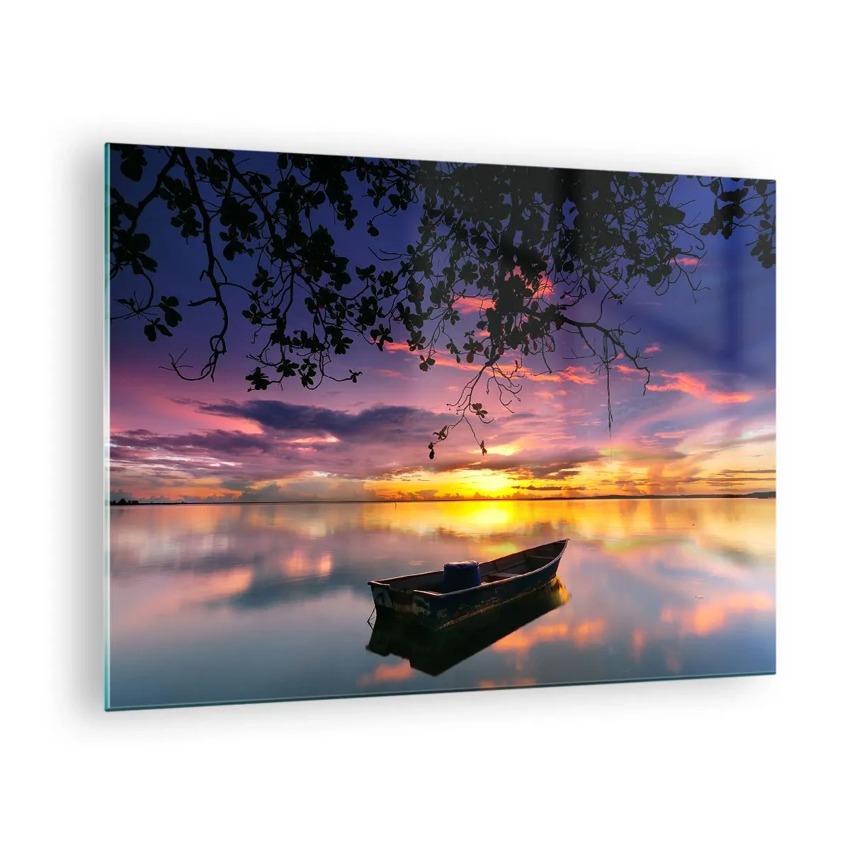 Cuadro sobre vidrio - Impresiones sobre Vidrio - Pareces estar colgado en medio de un círculo celestial… - 70x50cm - Un cielo de ensueño - Decoración de pared moderna para salón y dormitorio ARTTOR