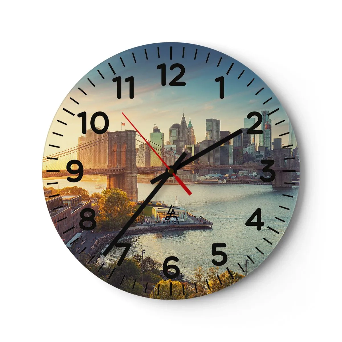 Reloj de pared - Reloj de vidrio - El amanecer de la gran ciudad - 40x40 cm