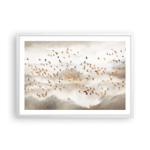 Póster en marco blanco - Es hora... - 70x50 cm