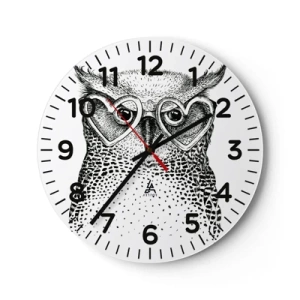 Reloj de pared - Reloj de vidrio - Con sabiduría y amor - 40x40 cm
