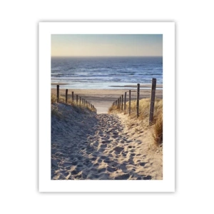 Póster - El sonido del mar, el canto de los pájaros, una playa virgen entre las dunas... - 40x50 cm