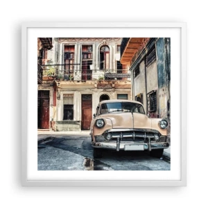 Póster en marco blanco - Siesta en La Habana - 50x50 cm
