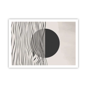 Póster - Líneas abstractas y formas geométricas en colores apagados. - 100x70cm - Media composición - Decoración de pared moderna para salón y dormitorio ARTTOR