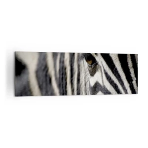 Cuadro sobre lienzo - Impresión de Imagen - Primer plano del ojo de una cebra con rayas blancas y negras - 160x50cm - Retrato a rayas - Decoración de pared moderna para salón y dormitorio ARTTOR