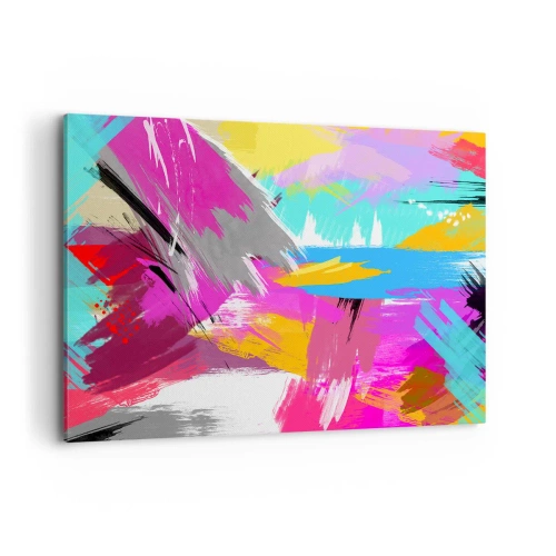 Cuadro sobre lienzo - Impresión de Imagen - Abstracción dinámica en colores intensos - 120x80cm - Abstracción colorida - Decoración de pared moderna para salón y dormitorio ARTTOR