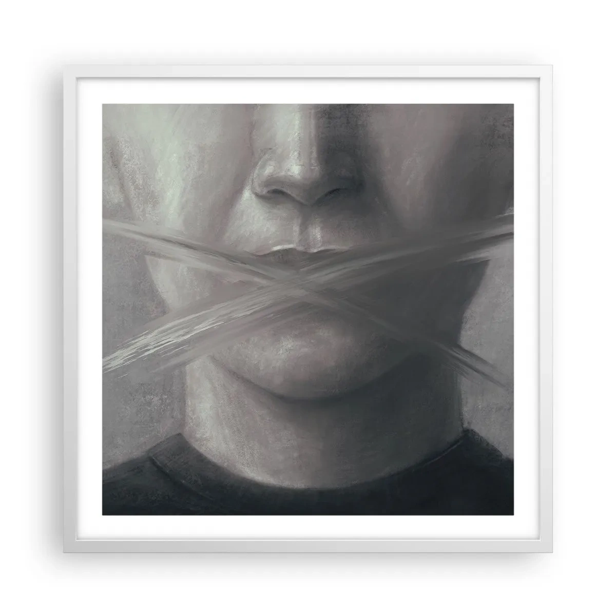 Póster en marco blanco - Ni una palabra - 60x60 cm