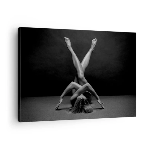 Cuadro sobre lienzo - Impresión de Imagen - Una interpretación artística de una mujer en blanco y negro. - 70x50cm - Geometría al desnudo - Decoración de pared moderna para salón y dormitorio ARTTOR