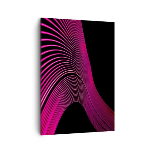 Cuadro sobre lienzo - Impresión de Imagen - Líneas futuristas en tonos rosa sobre fondo negro. - 50x70cm - Avenida de luz - Decoración de pared moderna para salón y dormitorio ARTTOR