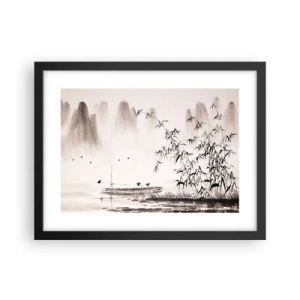 Póster en marco negro - El silencio de los arrozales - 40x30 cm