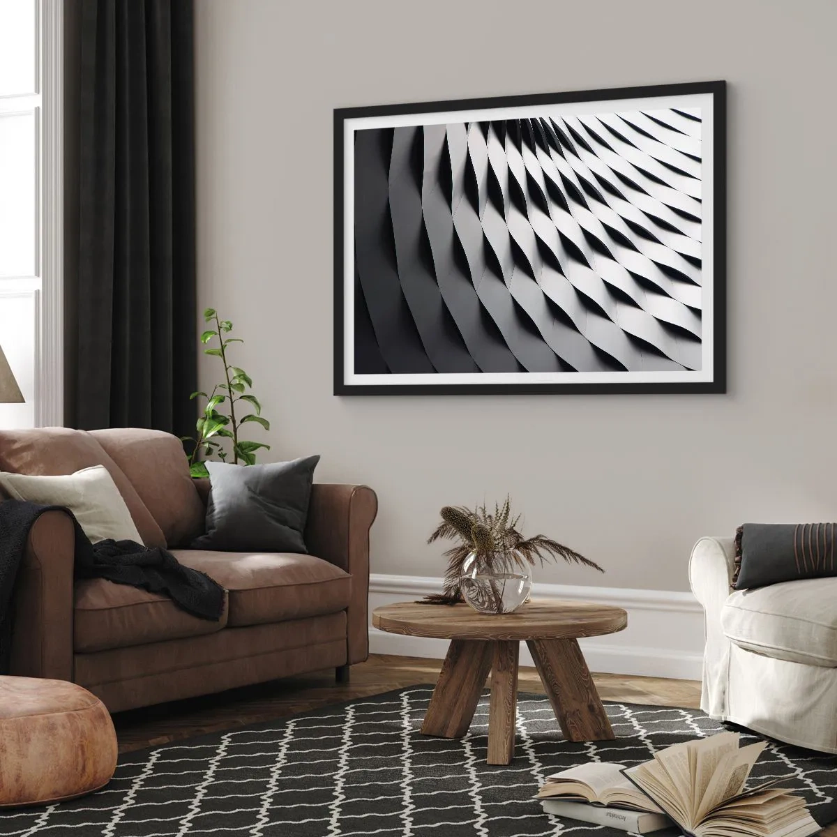 Póster en marco negro - En la superficie de las ondas - 40x30 cm