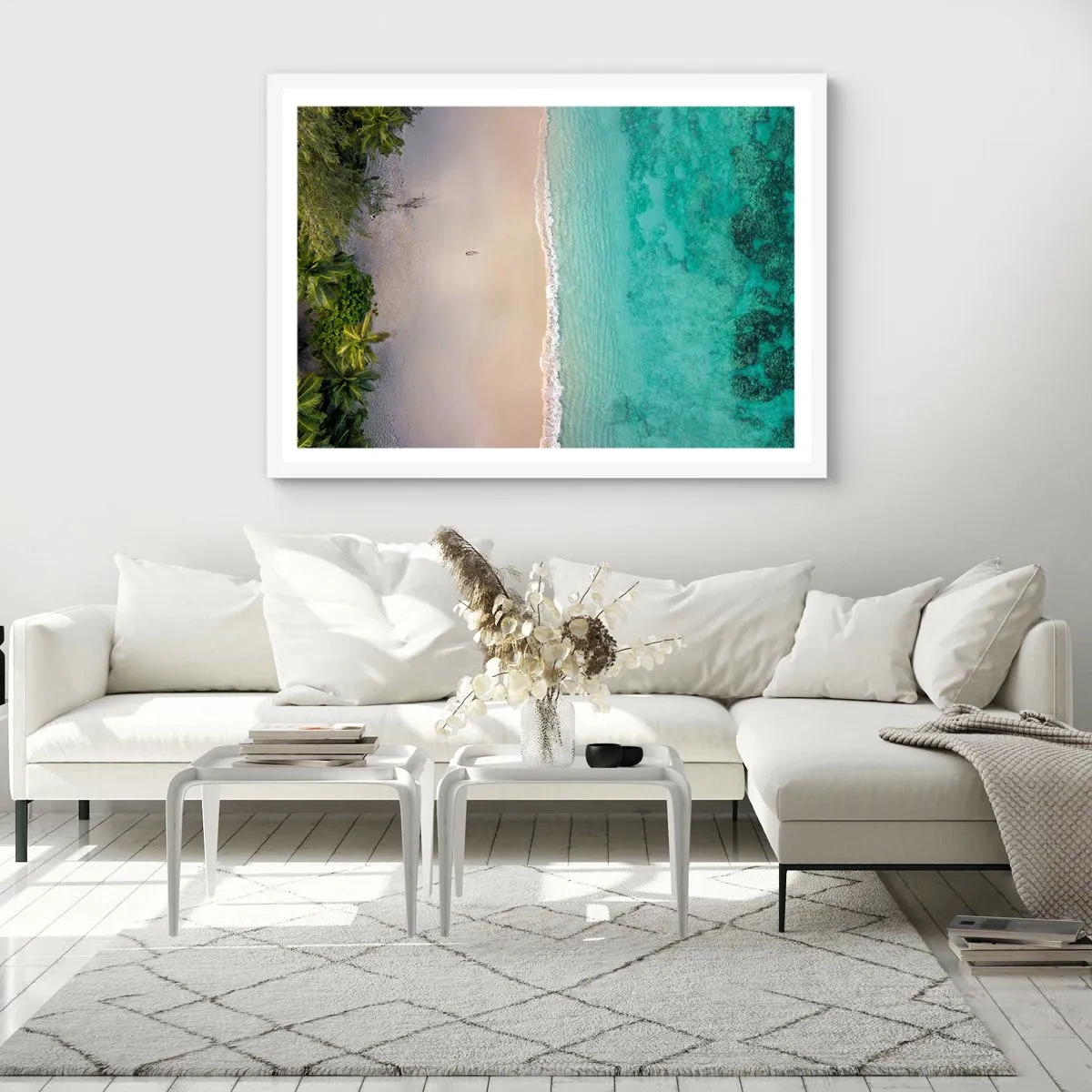 Póster en marco blanco - Playa del paraíso - 70x50 cm