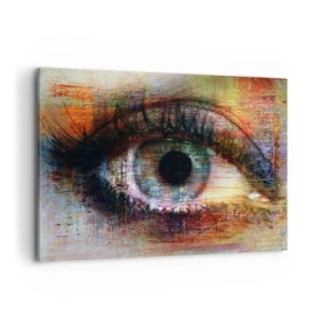 Cuadro sobre lienzo - Impresión de Imagen - Ojo artístico en abstracción multicolor - 100x70cm - Puedes mirar en el alma - Decoración de pared moderna para salón y dormitorio ARTTOR