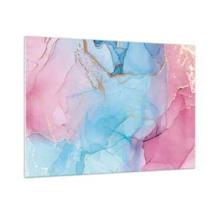 Cuadro sobre vidrio - Impresiones sobre Vidrio - Encuentro e interpenetración - 100x70cm - Reuniones y encuentros de colores - Decoración de pared moderna para salón y dormitorio ARTTOR