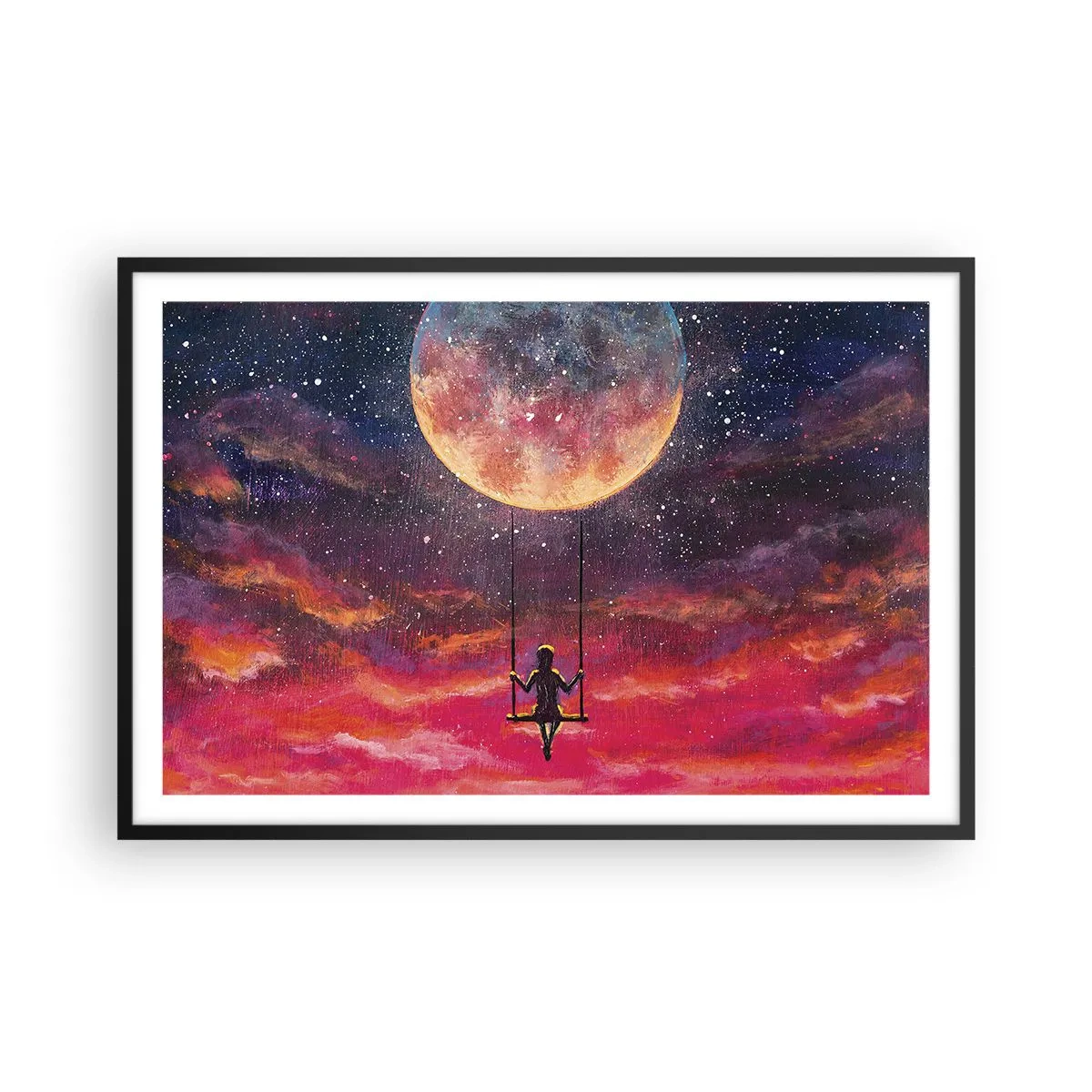 Póster en marco negro - Disfrutar de las nubes - 91x61 cm