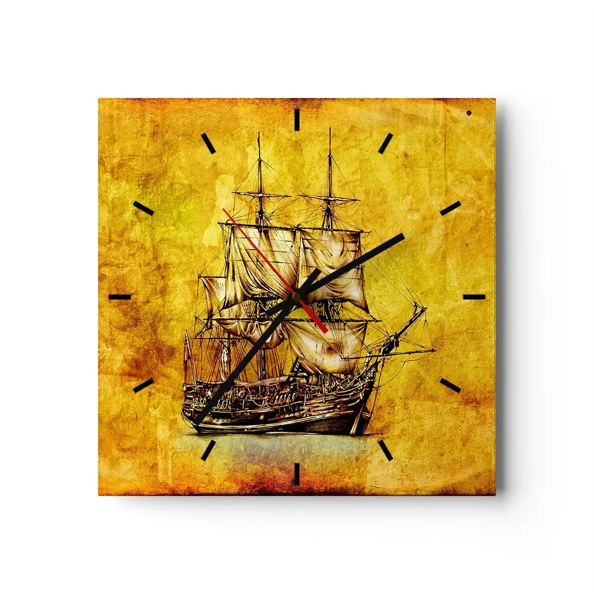Reloj de pared - Reloj de vidrio - ¡Rumbo a la isla Tortuga! - 40x40 cm