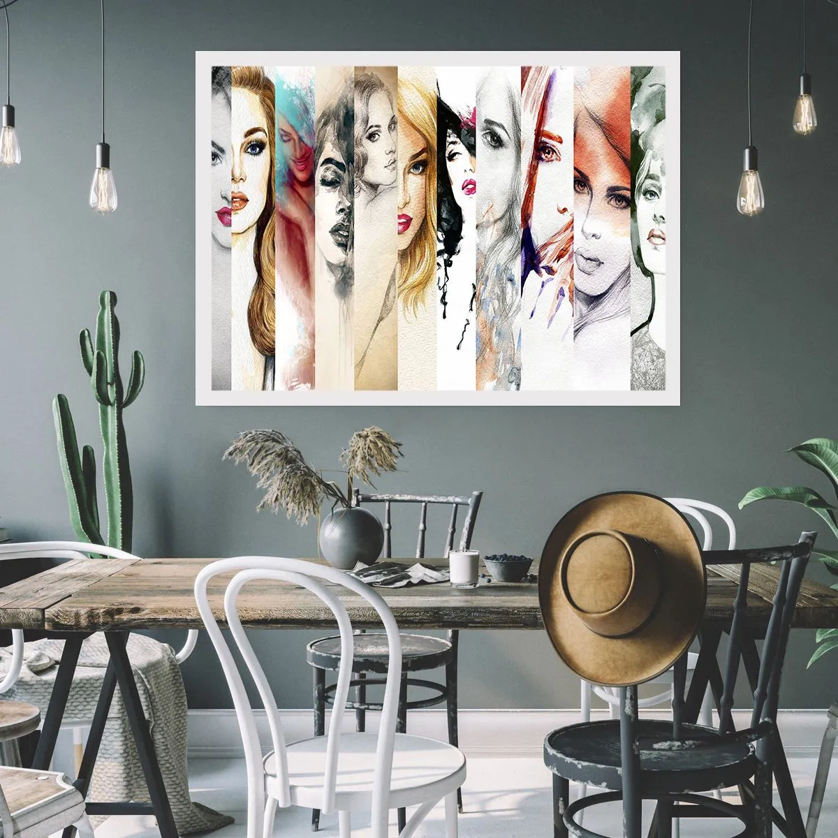 Póster - Una colección de retratos de mujeres en varios estilos artísticos. - 100x70cm - Y siempre eres tú - Decoración de pared moderna para salón y dormitorio ARTTOR